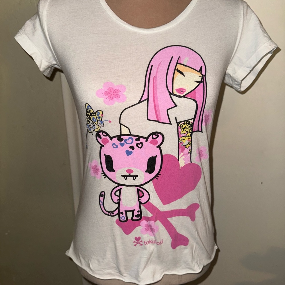 Tokidoki White Graphic Tee with Pink Design